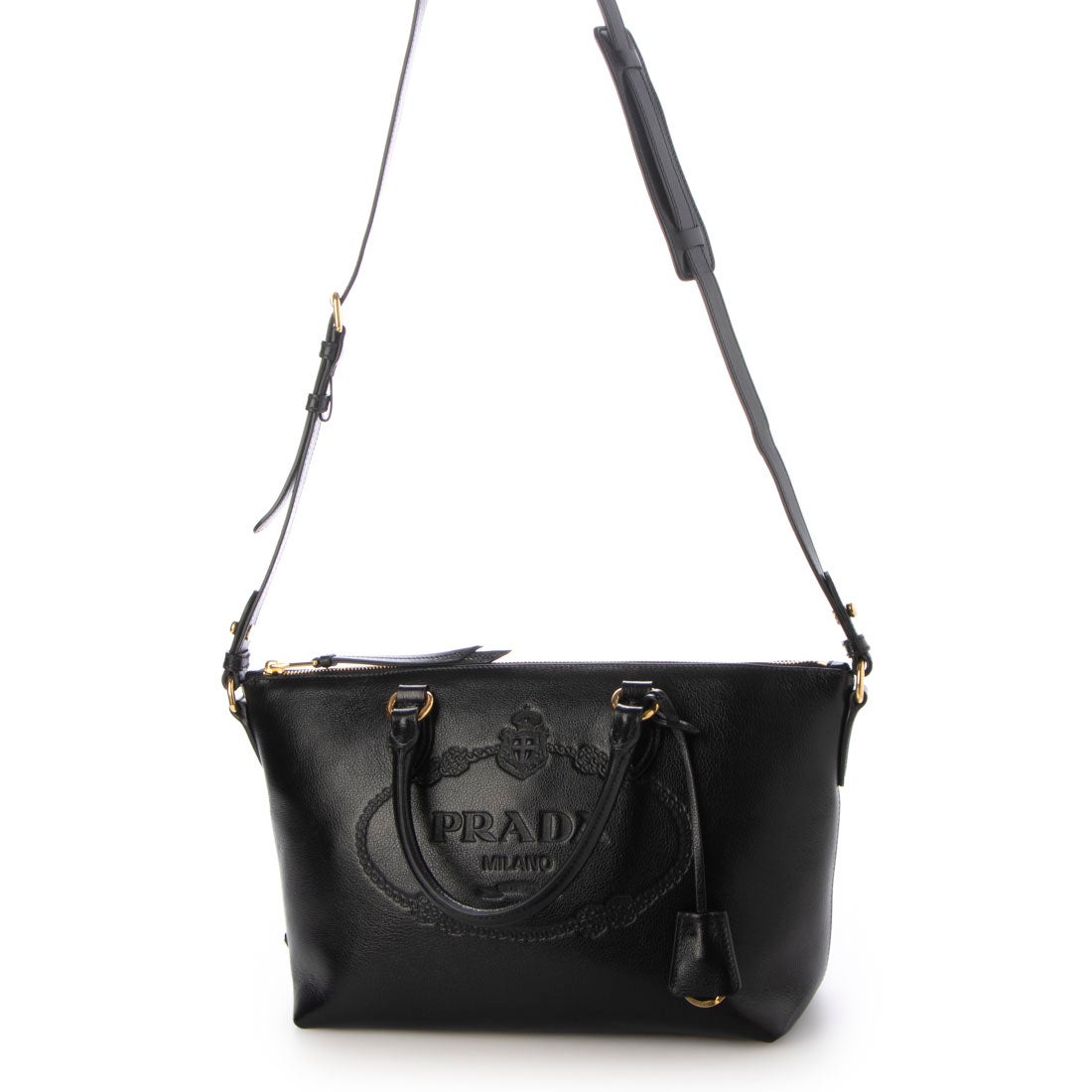 プラダ PRADA ☆ロゴエンボスレザー2WAYハンドバッグ - BORSA A MANO