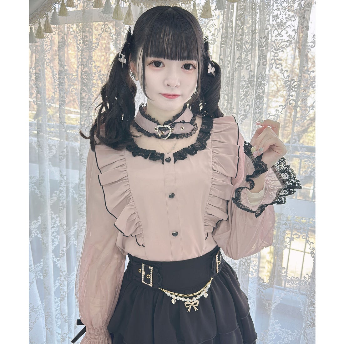 ロジータ ROJITA ハートバックルチョーカーシアースリーブブラウス