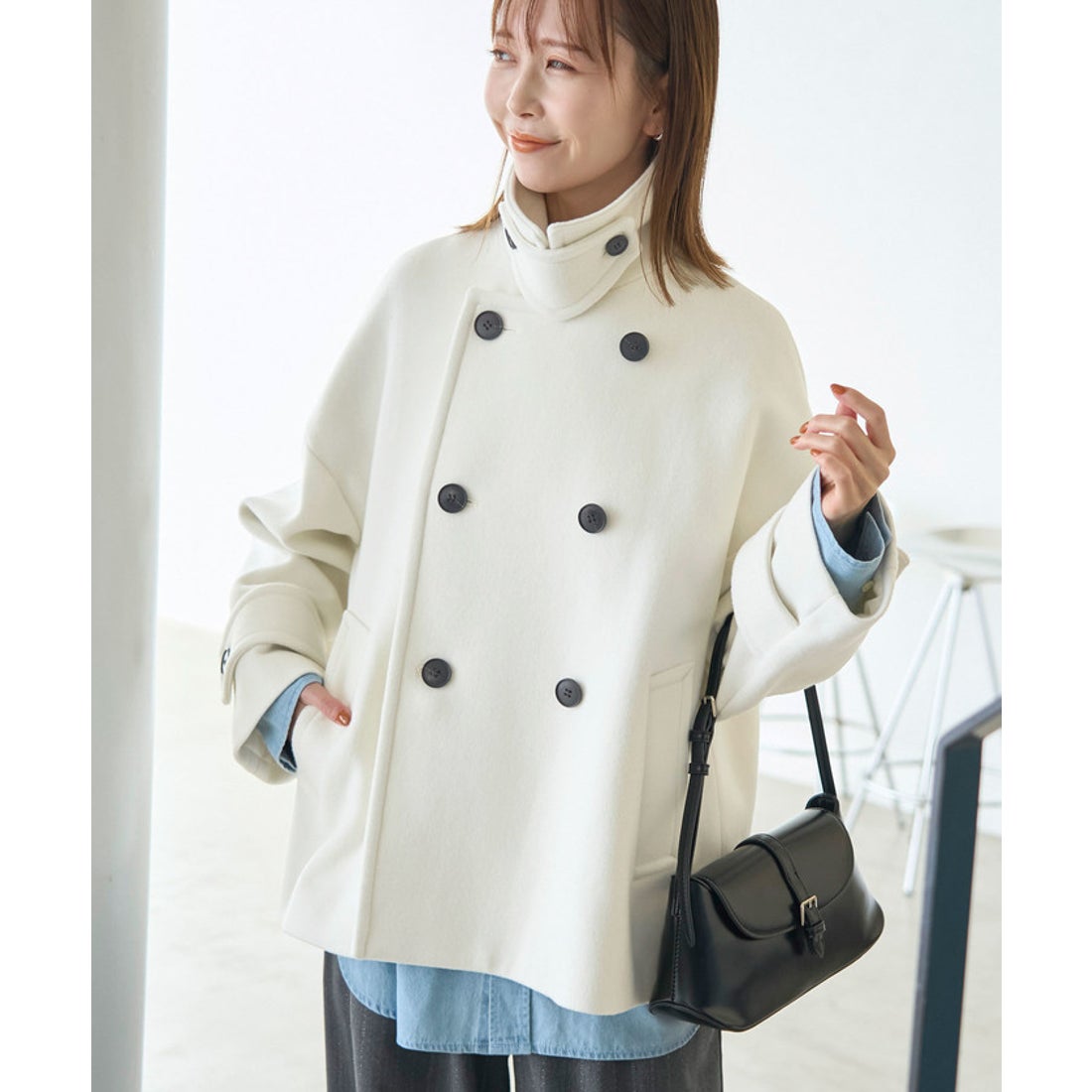 ロペピクニック ROPE' PICNIC ウールショートコート （オフホワイト