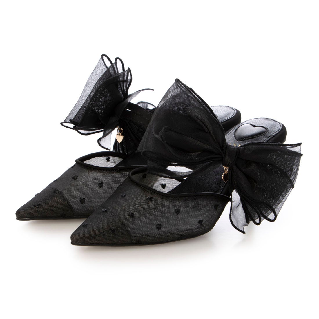 ランダ RANDA 【HEART COLLECTION】シフォンリボンハートミュール