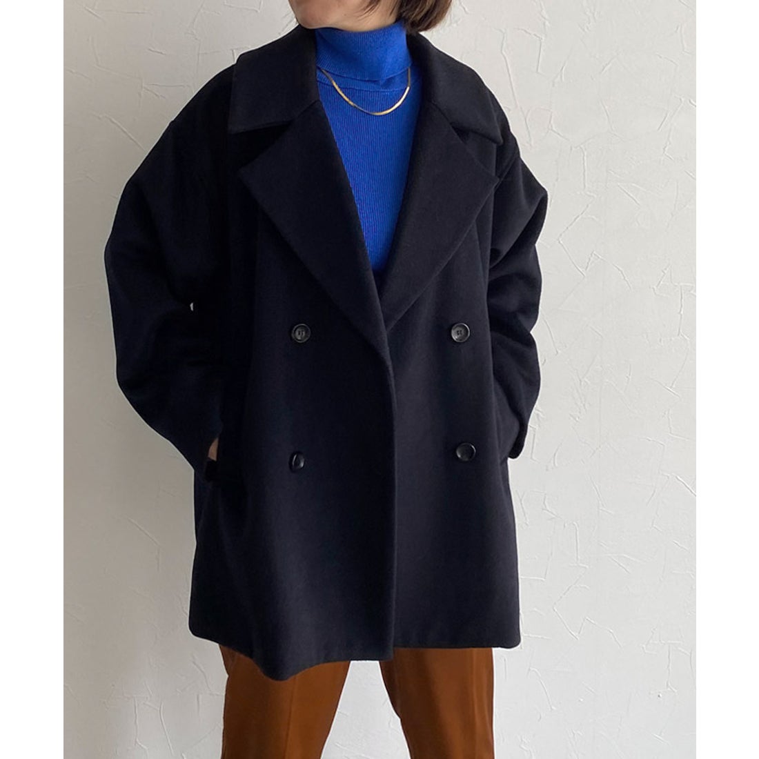 ラス RASW ウールミックスワイドシルエットピーコート （ダーク