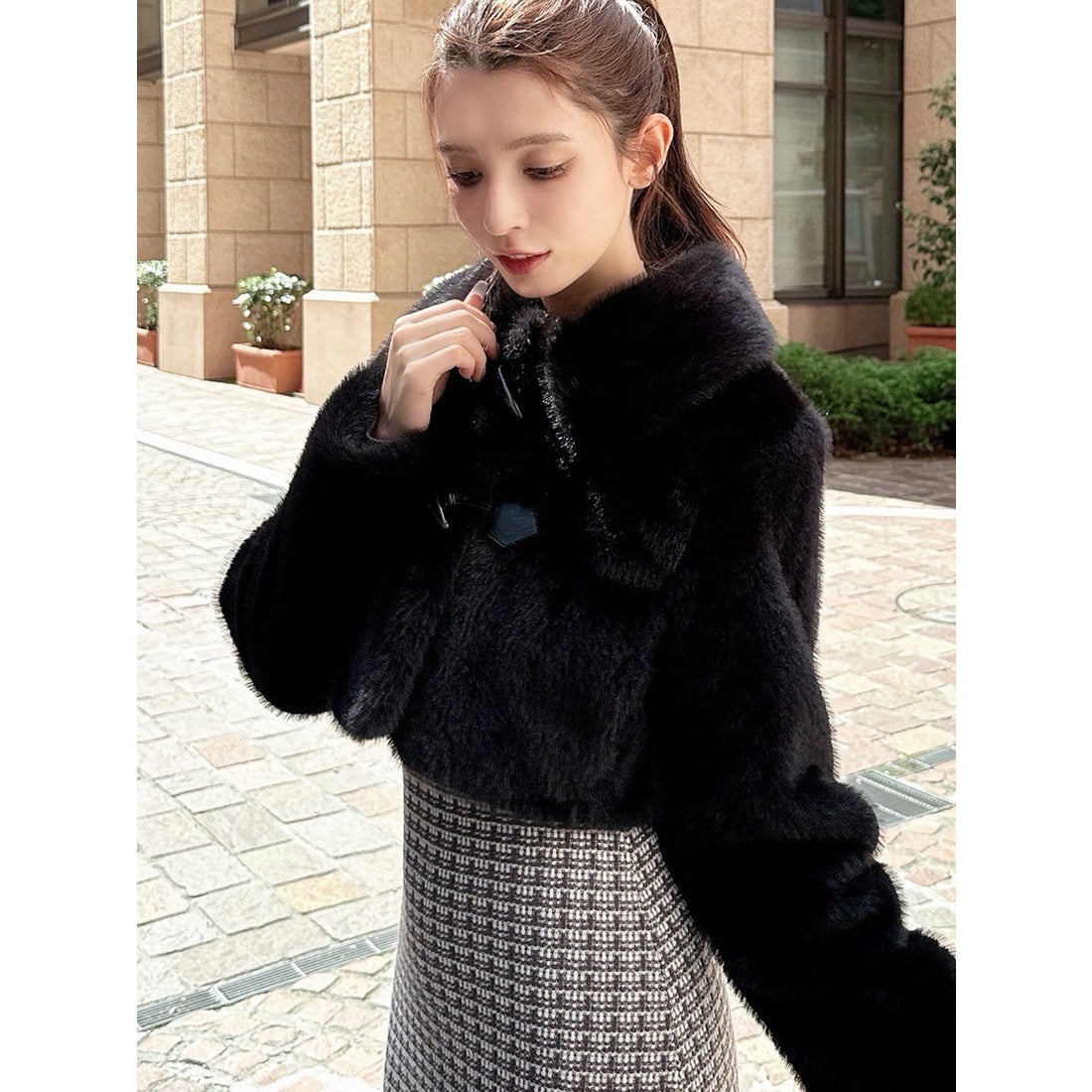 リゼクシー RESEXXY フェイクファーダッフルブルゾン （BLK