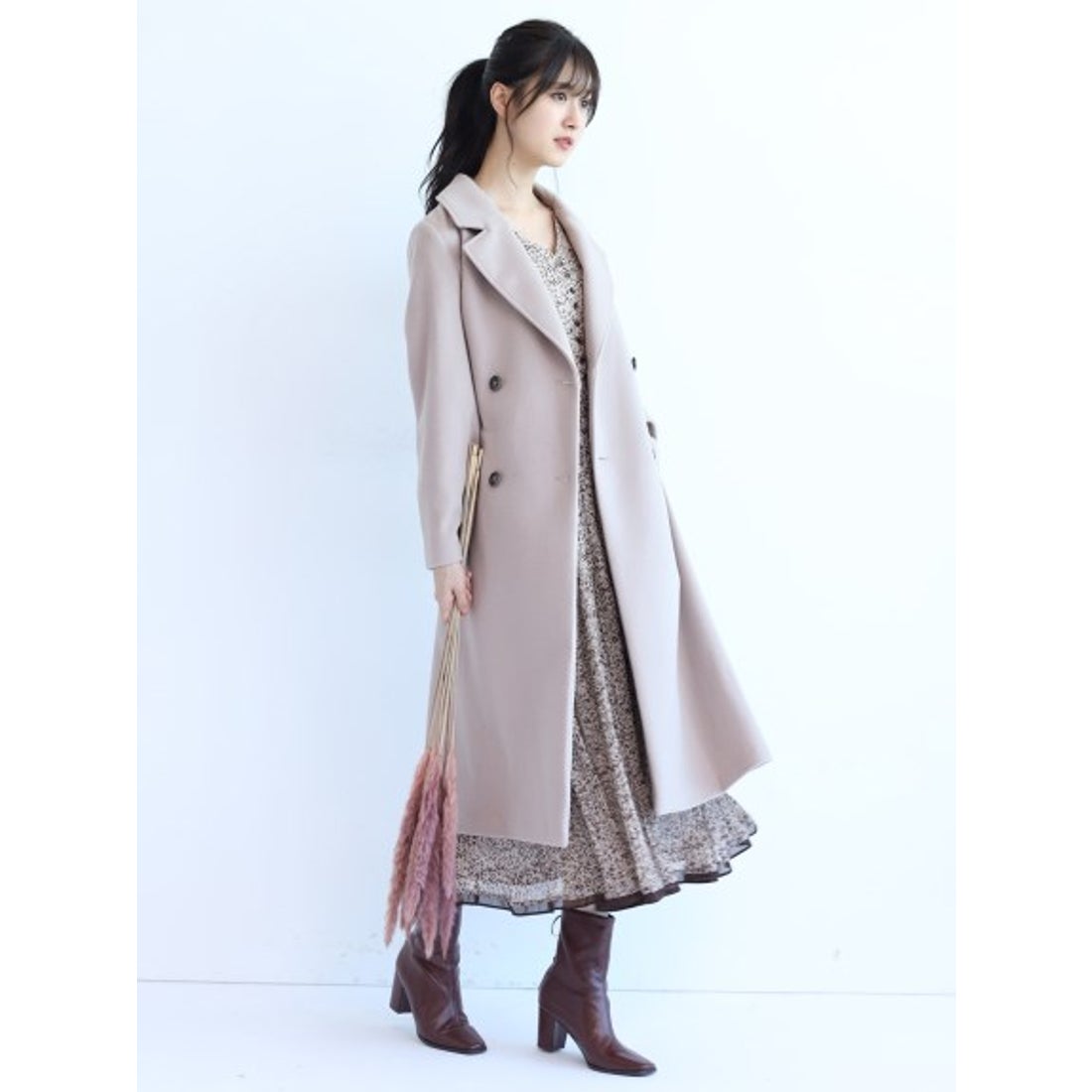 Rirandture ダブル釦コート （モカピンク） -ファッション通販 FASHION