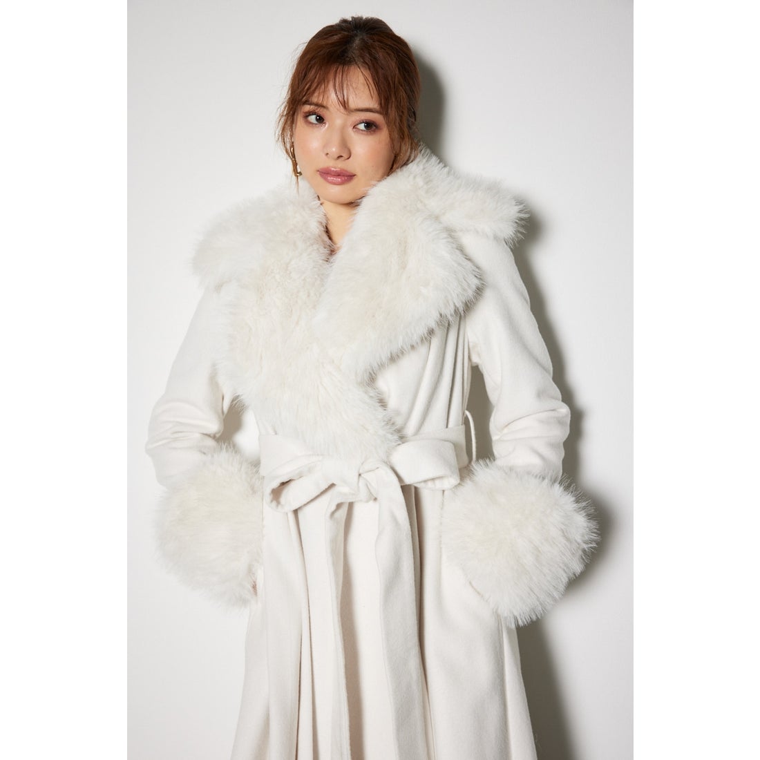 rienda ウールMIXクラッシィドレスコート PNK -ファッション通販