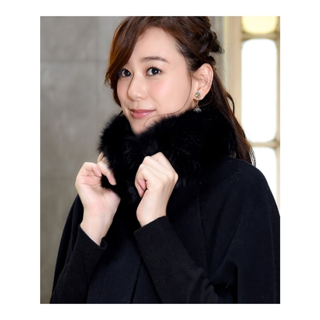 RUIRUE BOUTIQUE フォックスファー付きケープコート(7号～15号