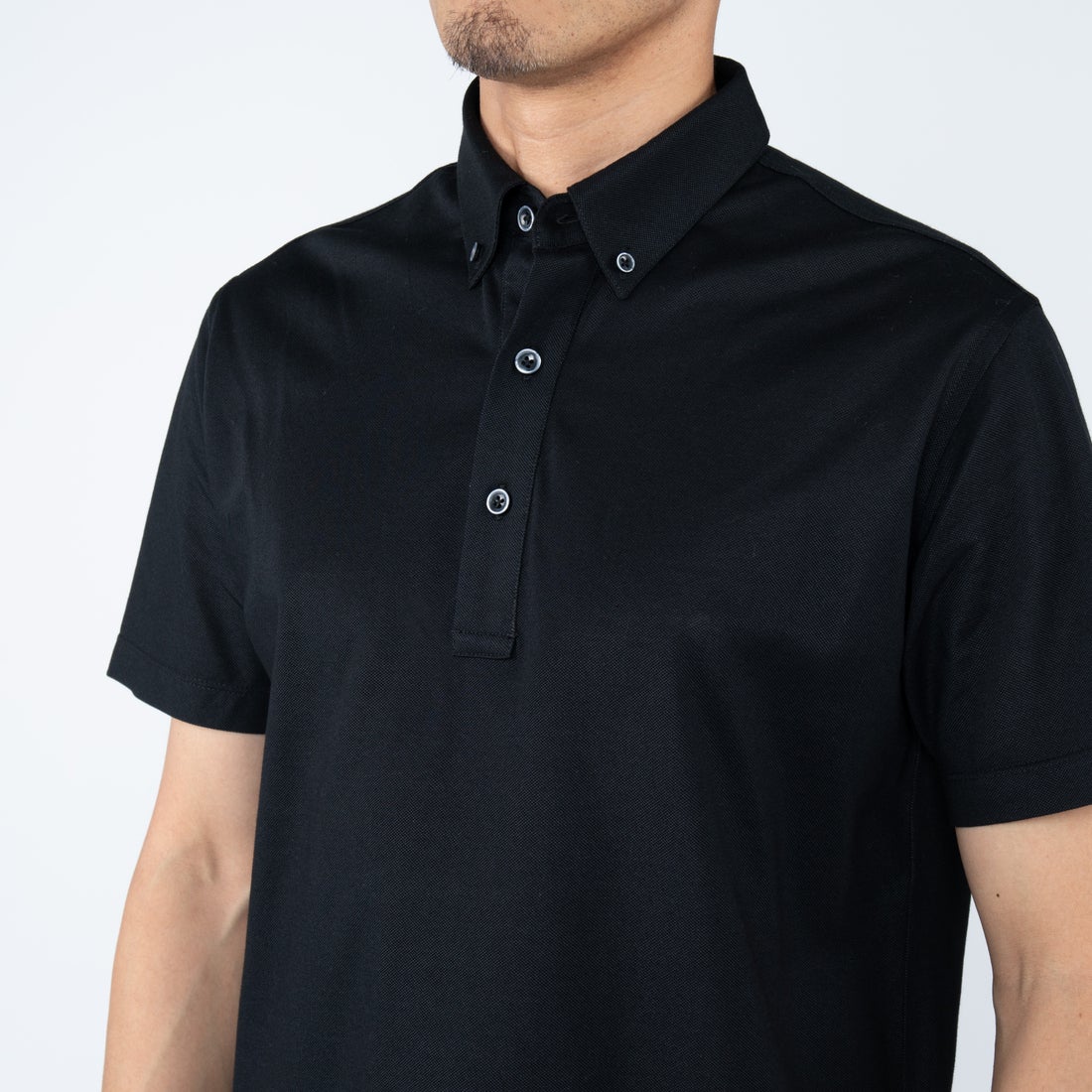 クイックドライポロシャツ ボタンダウン （ブラック） -WWSワーク