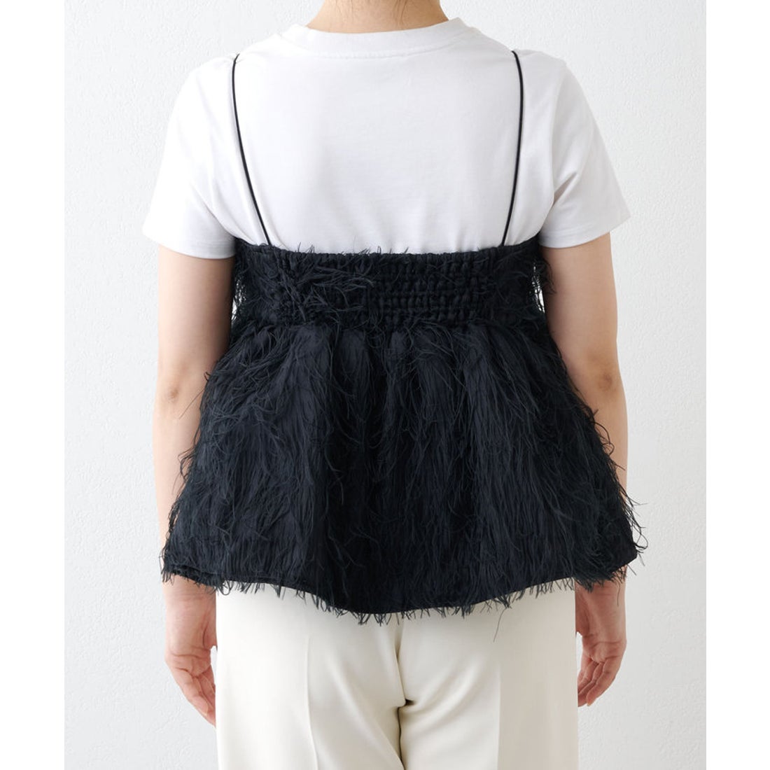 ウィムガゼット Whim Gazette フェザーキャミブラウス （black