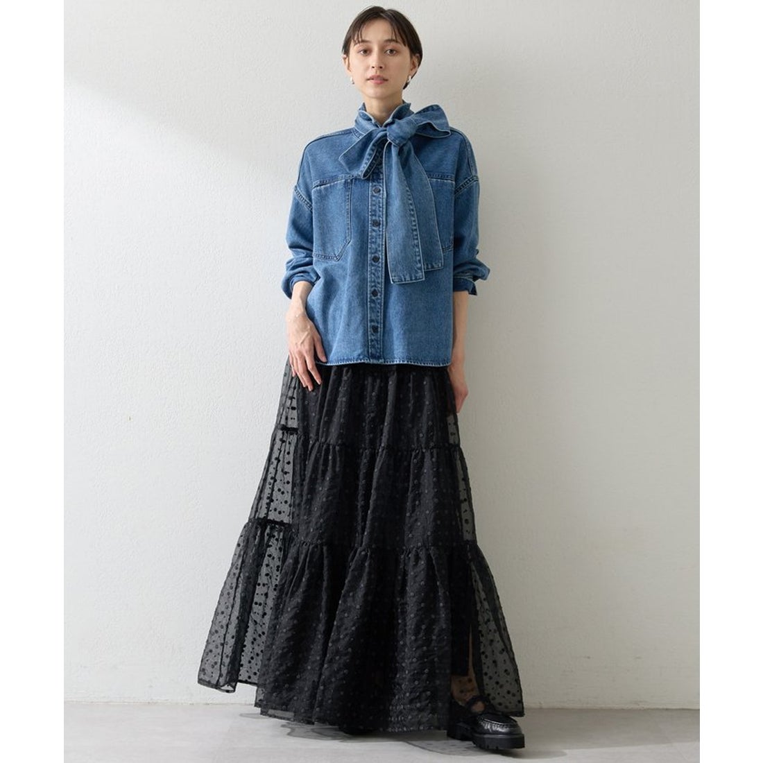 ウィムガゼット Whim Gazette デニムボウタイシャツ （brown） -靴