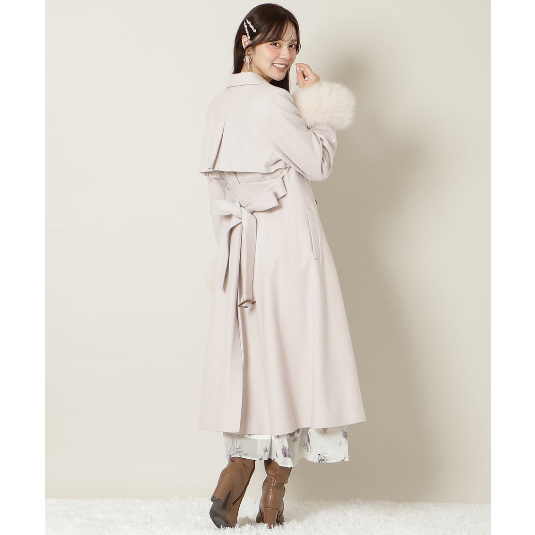 ウィルセレクション WILLSELECTION リアルファー付きウールフレア