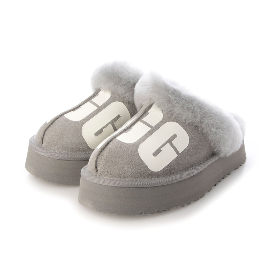 アグ UGG ☆ムートンウェッジサンダル DISQUETTE CHOPD （ライトグレー