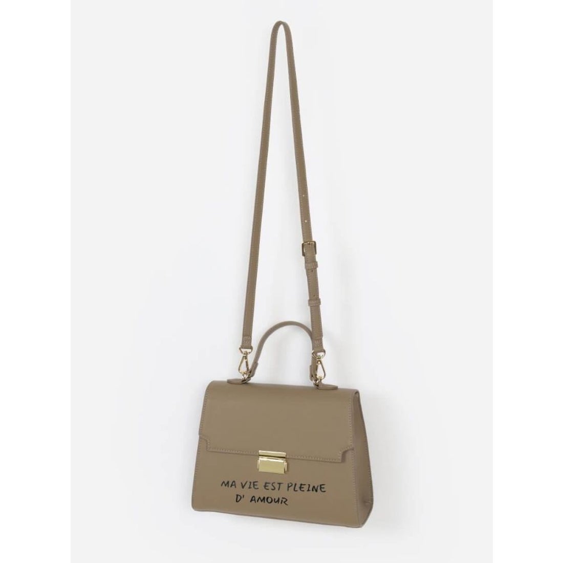 ヴァン Vin メッセージプリント2wayスクエアバッグ （ブラック） -靴