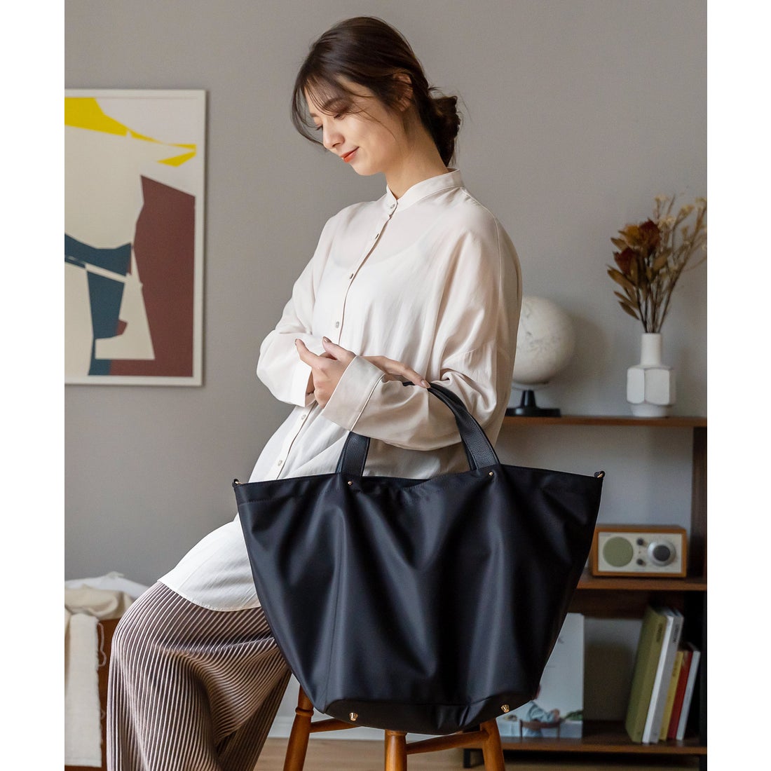 ヴィータフェリーチェ VitaFelice 本革×ナイロントートバッグ 本革