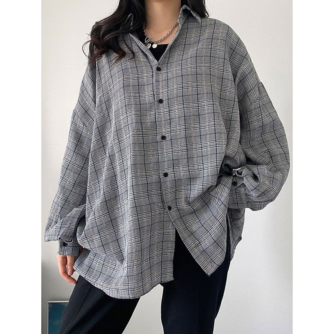 ビビッドレディ VIVIDLADY チェック柄オーバーシャツブラウス