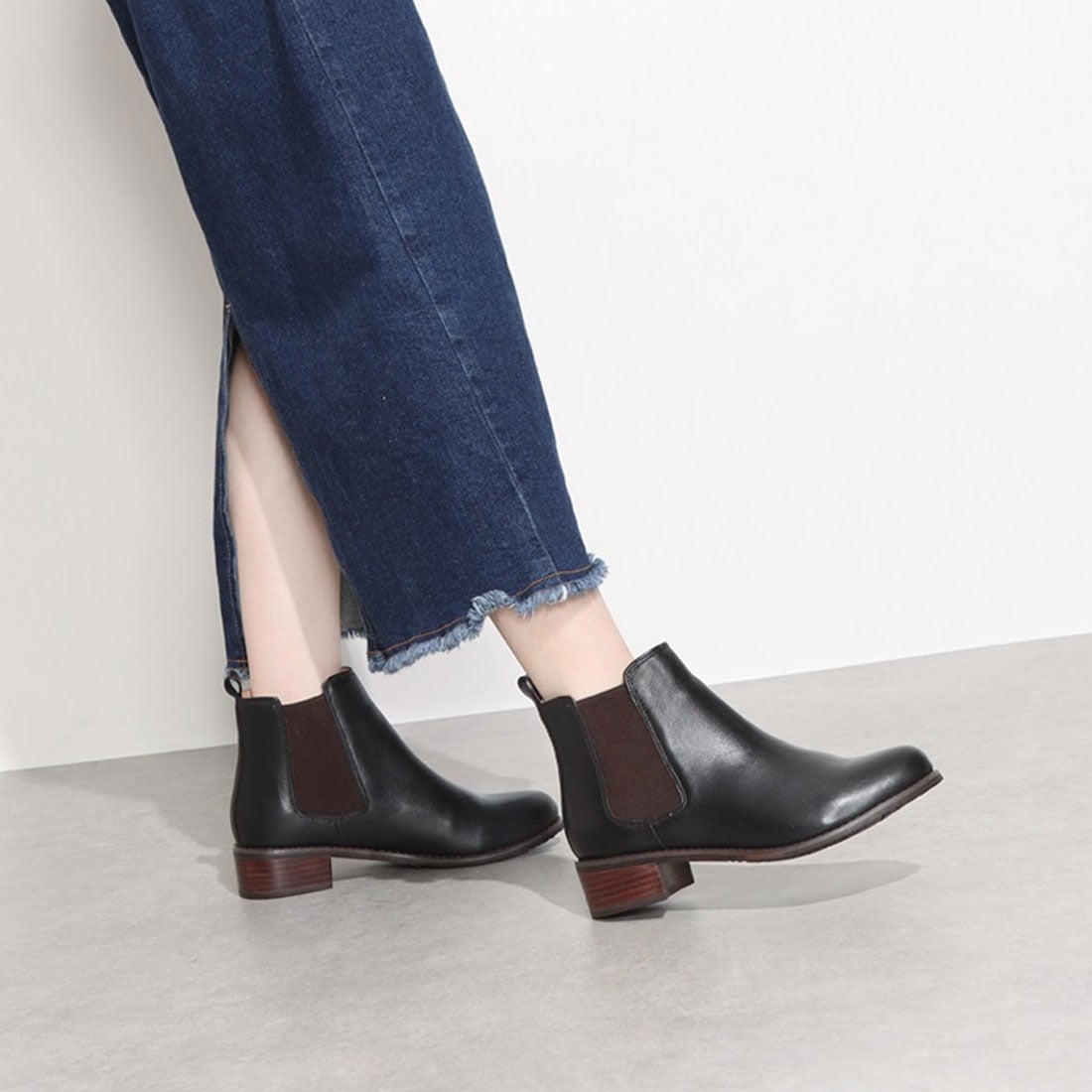 本革サイドゴアショートブーツ （ダークブラウン） -YOSUKE U