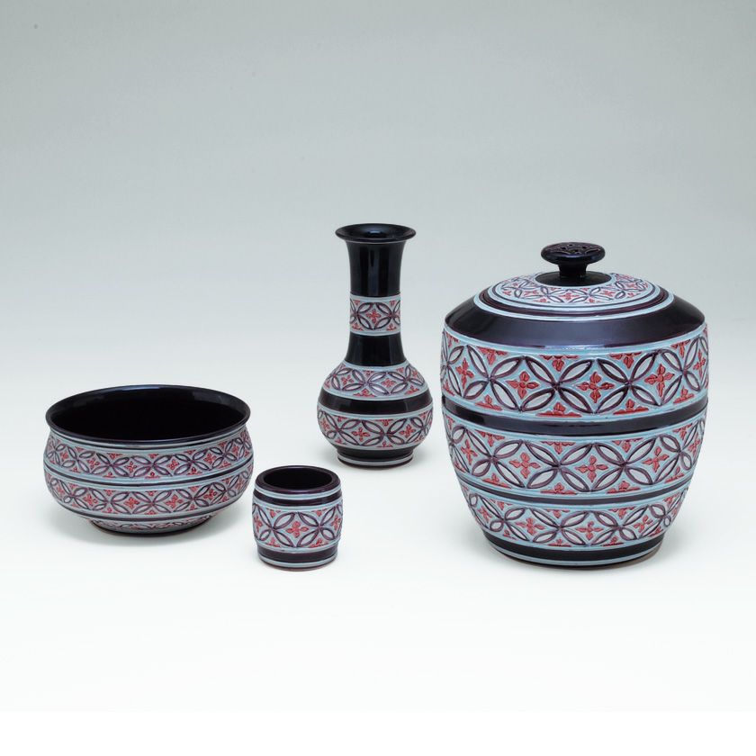 茶道具 皆具（かいぐ） 皆具 紫交趾 三段七宝 勝見 永泉 作 | 千年の