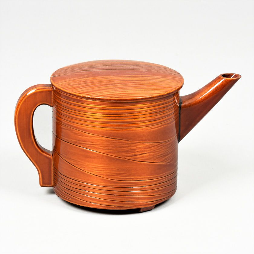 茶道具 水次（水注・みずつぎ） 飛騨春慶塗 曲片口水次 ヘギ目 春次