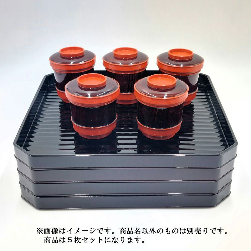 茶道具 懐石道具（かいせきどうぐ） カンナ目膳 P 溜塗 利休好写 五客