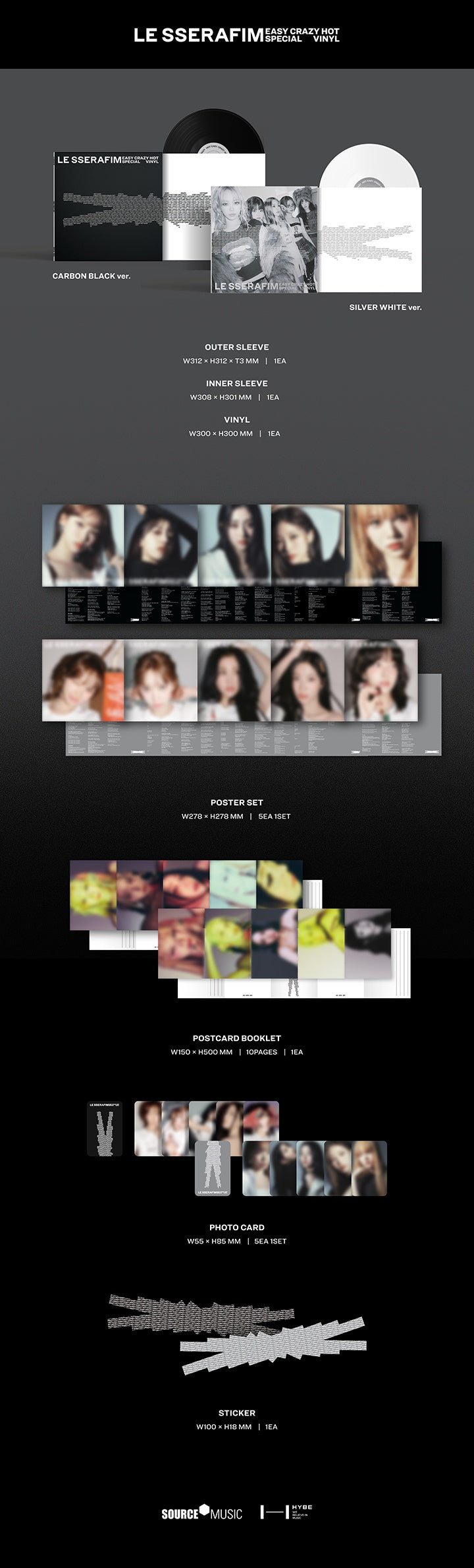 Le Sserafim EASY CRAZY HOT Mini Album Vinyl LP (White Color