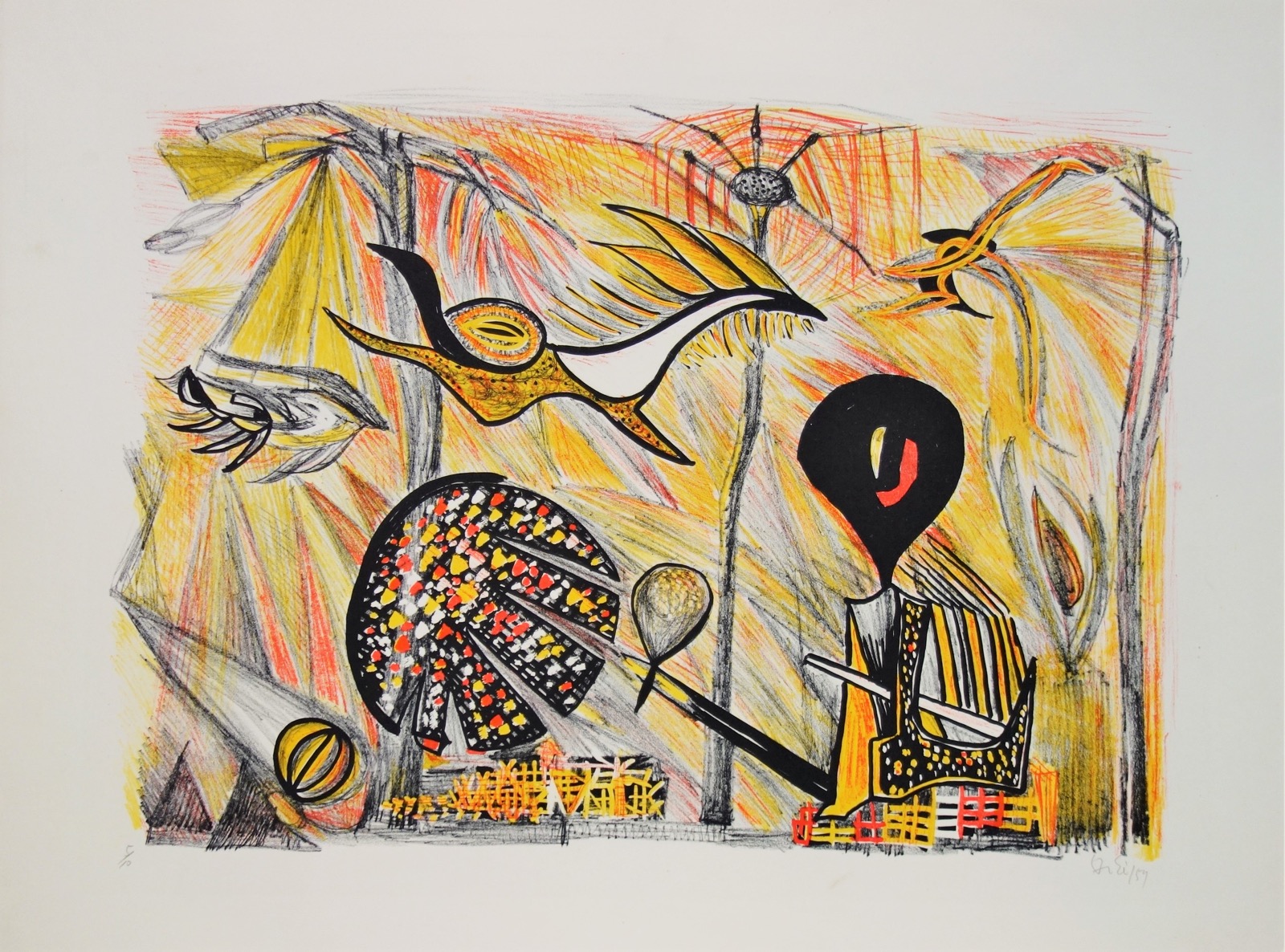 C000134-1958｜瑛九｜狩 5／10｜本間美術館所蔵作品データベース｜公益