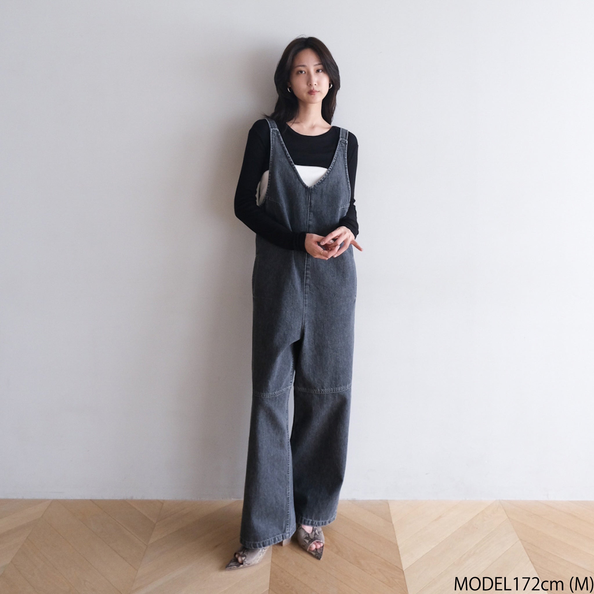 VフロントDenimサロペット