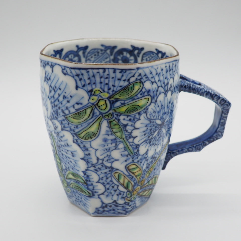 京焼・清水焼 矢野正三（碧黄石窯）牡丹トンボマグカップ – SEIKADO