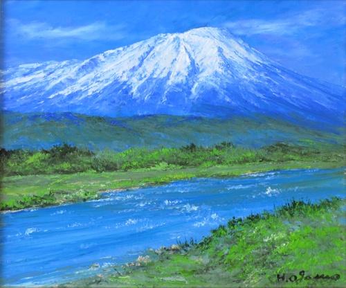 小川久雄 油絵 M4号 鳥海山 風景画 小川久雄 油絵 M4号 鳥海山 風景画