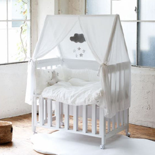 10mois（ディモワ）｜【5way】白い屋根の木製ベビーベッド キャノピー