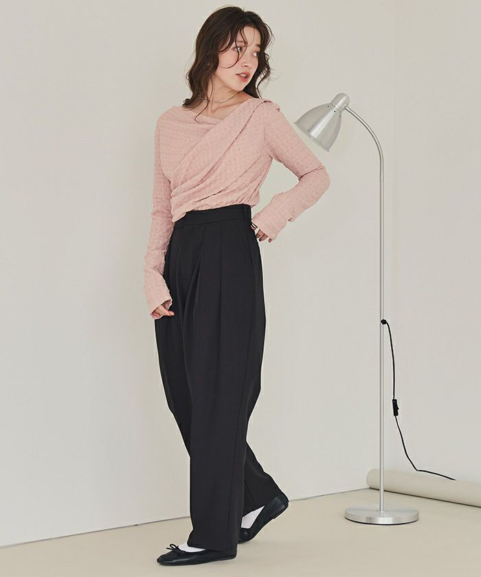 ドレープデザインロングスリーブトップス | titivate