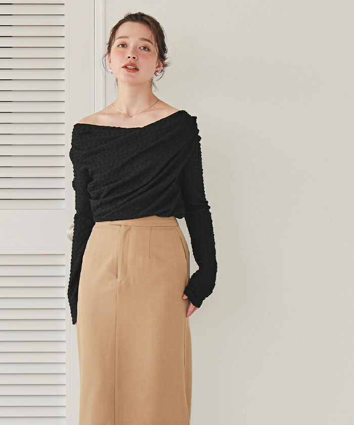 ドレープデザインロングスリーブトップス | titivate