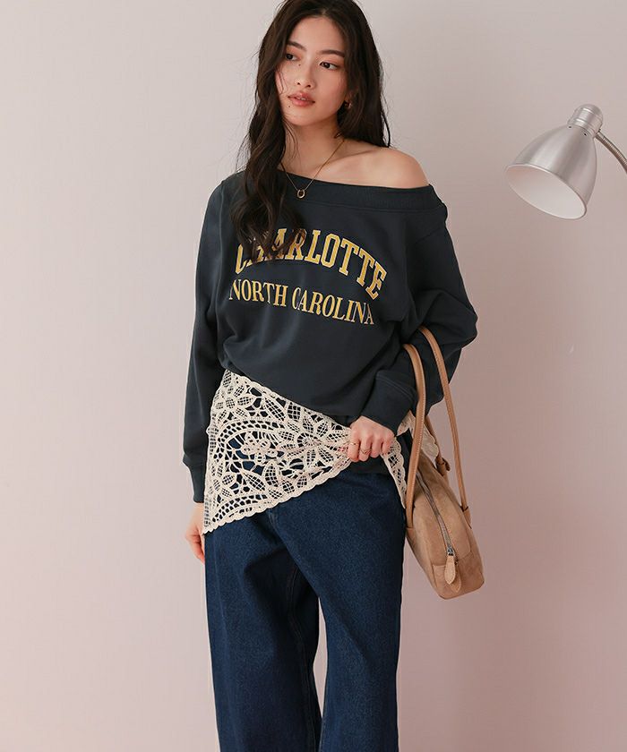 オフショルダースウェットプルオーバー | titivate