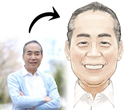 プロフィール向きの似顔絵お描きします ◾️正面向き◾️えり元まで
