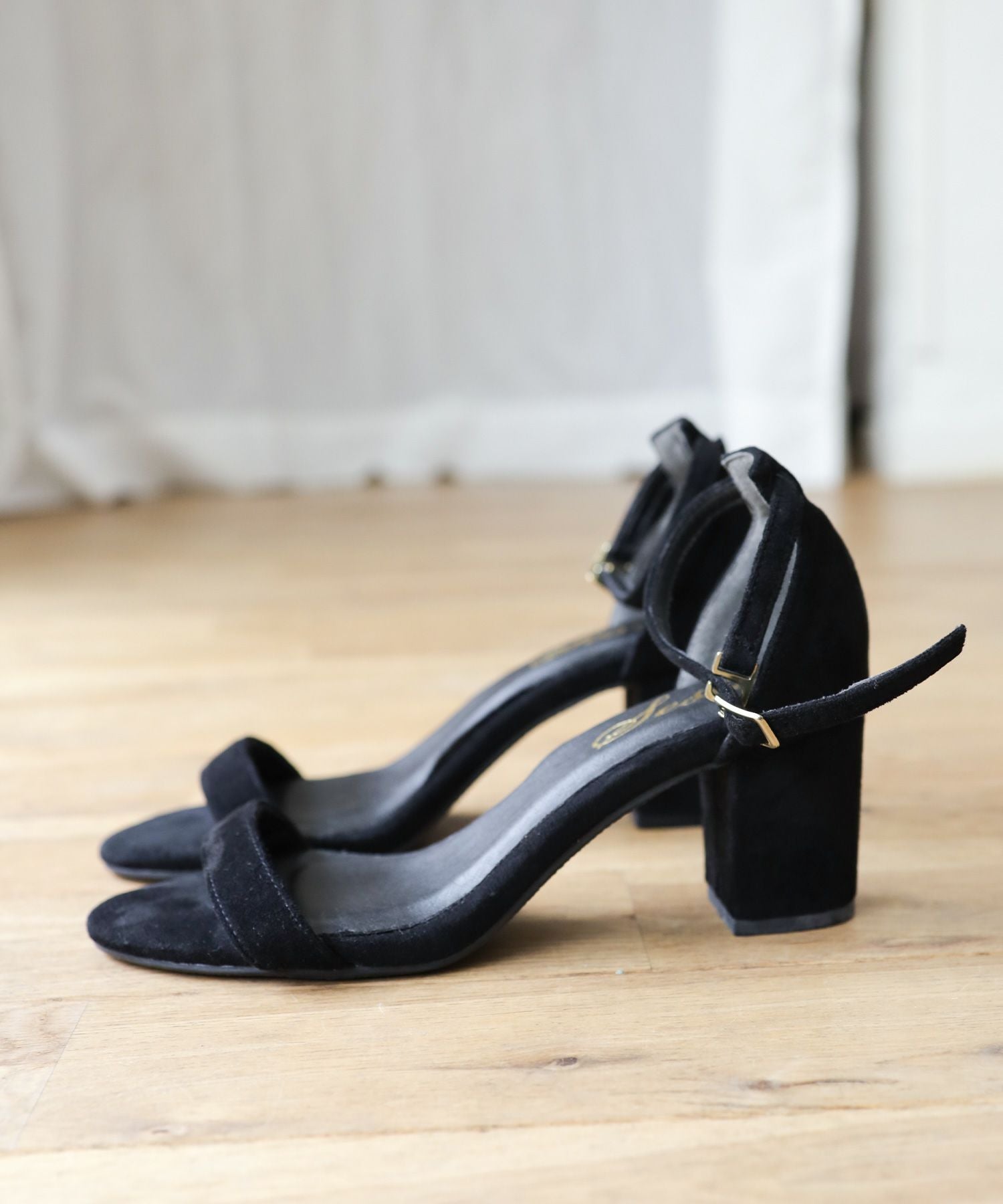 6.5cmチャンキーヒールのワンストラップサンダル/ふわふわクッション