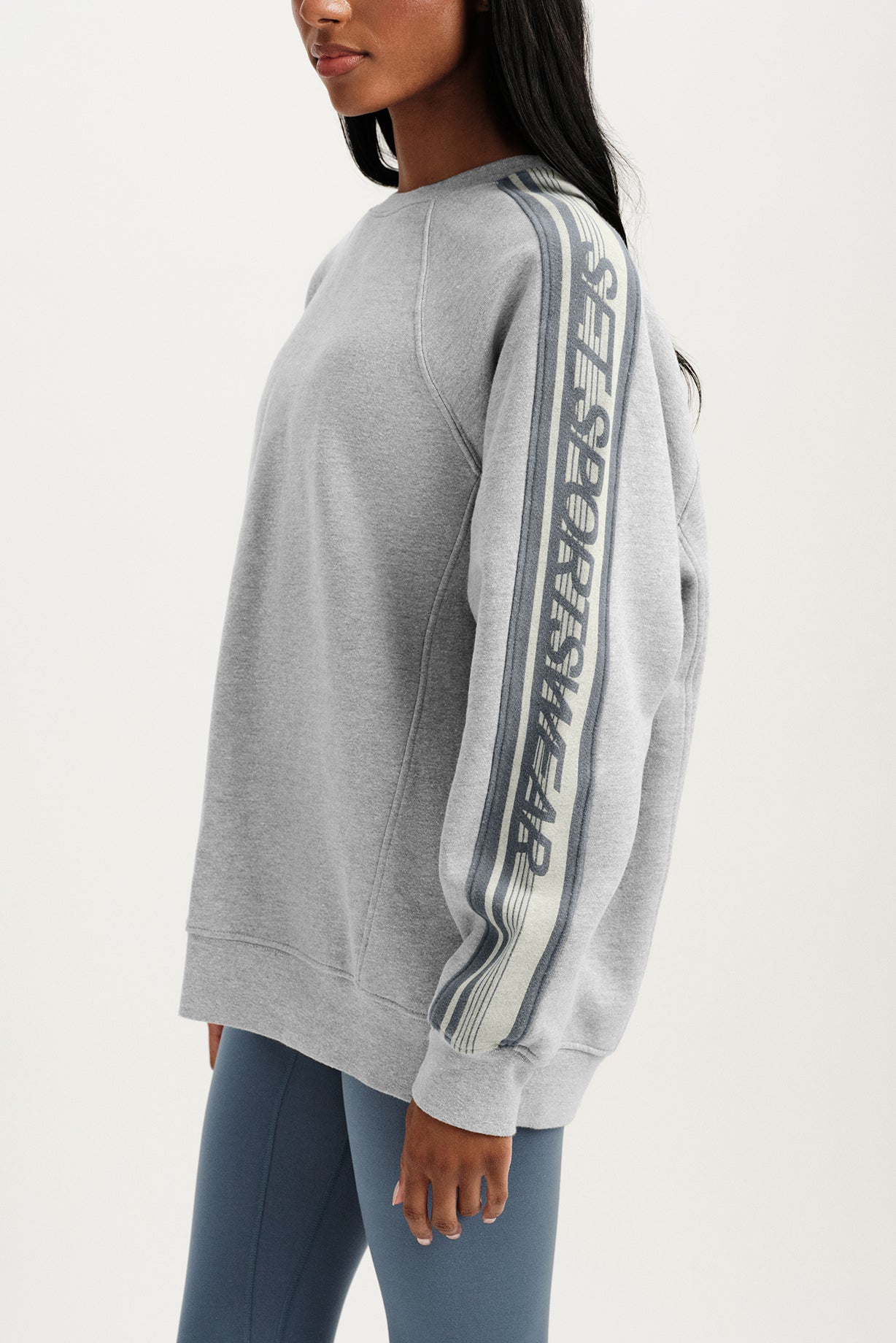 MIDWEIGHT SWEATS STAPLE PANELED CREWNECK - IRON HEATHER GREY/ZUMA