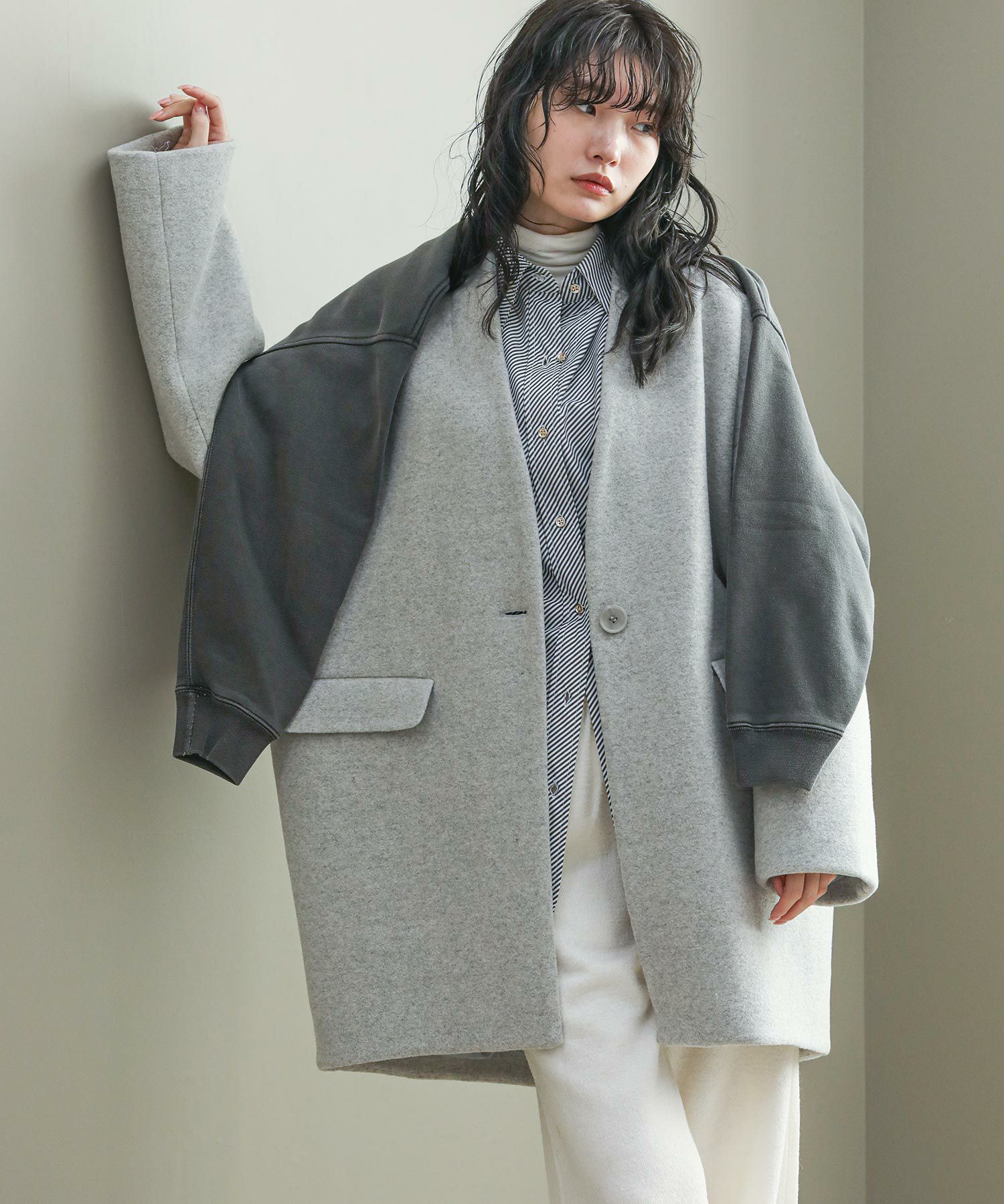 The rejoiceウール混カラーレスコート | SEKIMIKI Online
