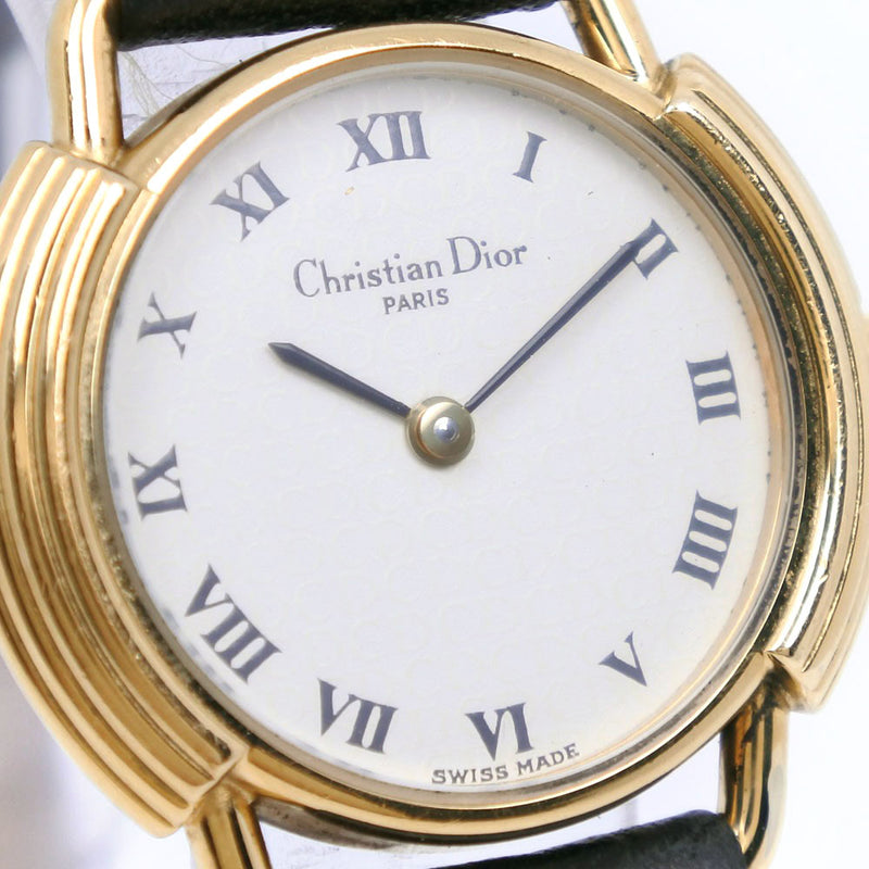 Dior] Christian Dior 58.121.2 Gold plating x leather gold quartz
