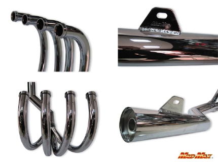 MADMAX製 ZRX400(-97年) 手曲げ風 ショート管マフラー メッキ [株式