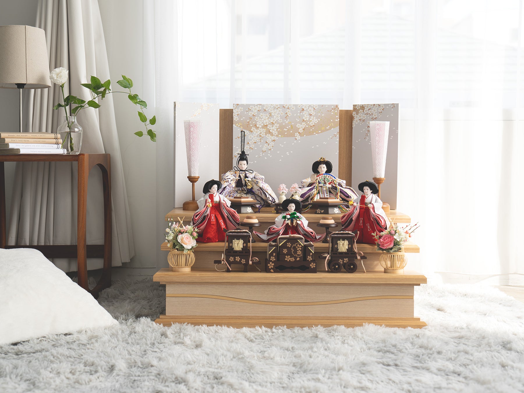凛皇三段飾り ナチュラル｜雛人形 お雛様 コンパクトでおしゃれ