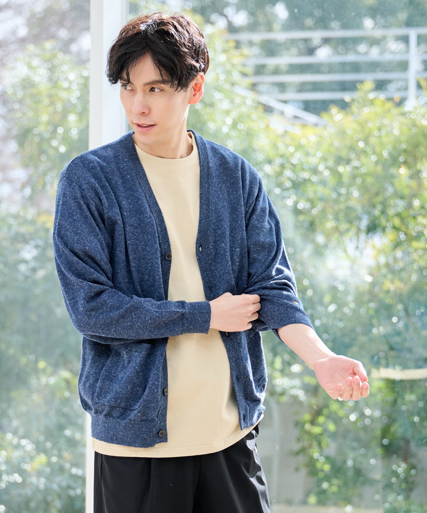 寄り添うリネン ニットカーディガン（カーディガン/ボレロ/メンズ