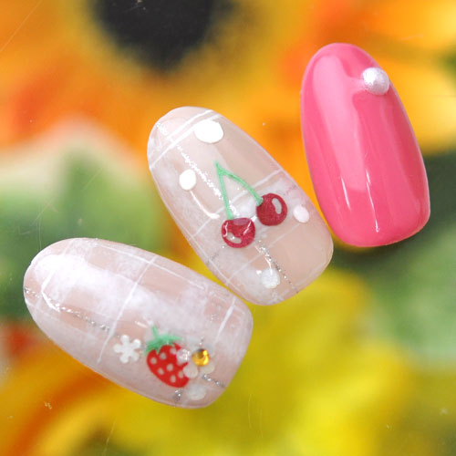フルーツ 苺 チェリー いちご リンゴ 木製 メタルパーツ ネイル