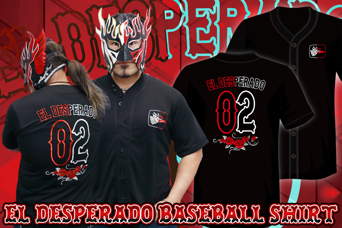 エル・デスペラード ベースボールシャツ（ブラック×ホワイト×レッド）