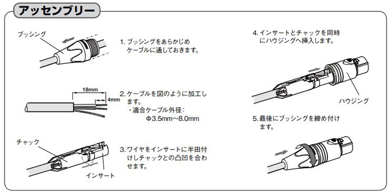 NC4MXX-B XLRタイプオス型4ピンケーブルコネクター（金メッキ）