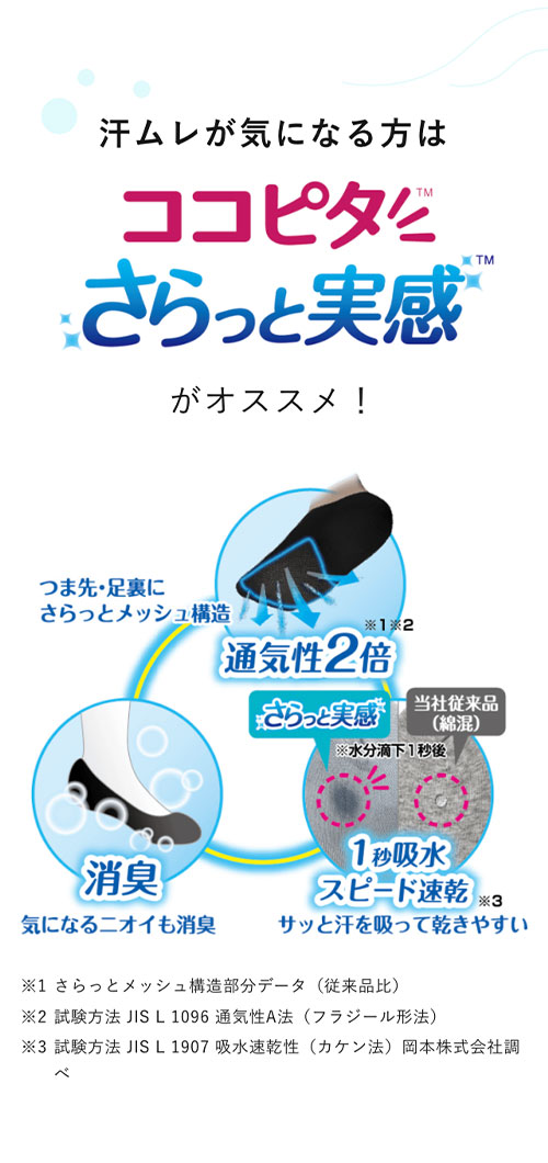 ココピタ さらっと実感 メンズ 浅履き 無地｜靴下の岡本公式オンライン