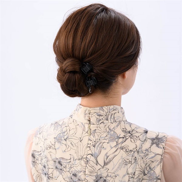 ダブルクリスタルメッシュ ホイップクリップ 2個セット(ブラック