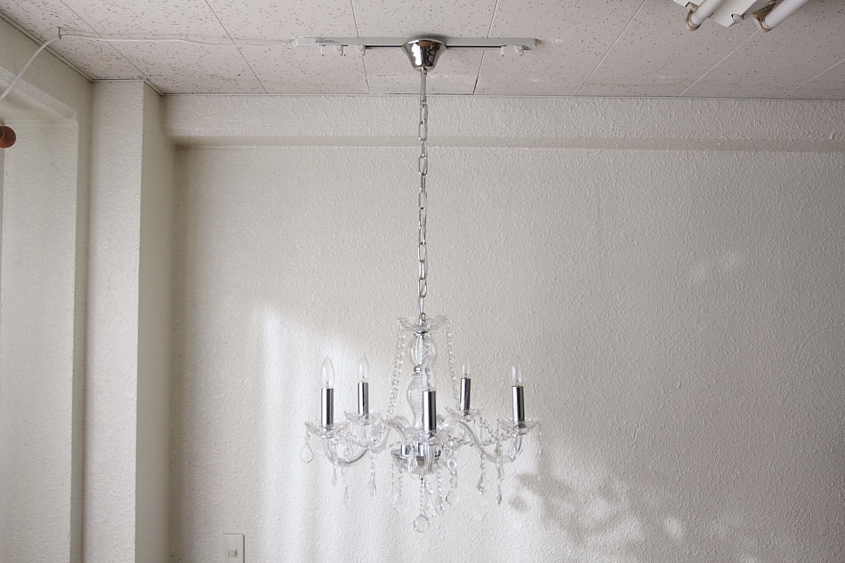 クリスタルガラス シャンデリア(5灯)｜アンティーク家具・照明の専門店