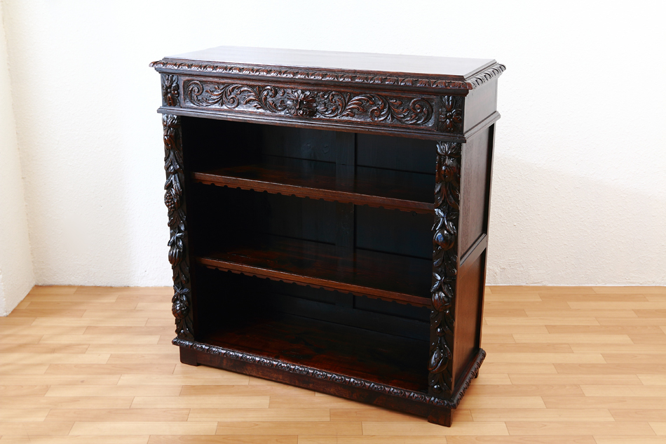 ヴィクトリアン カービングオーク グリーンマン オープンブックケース