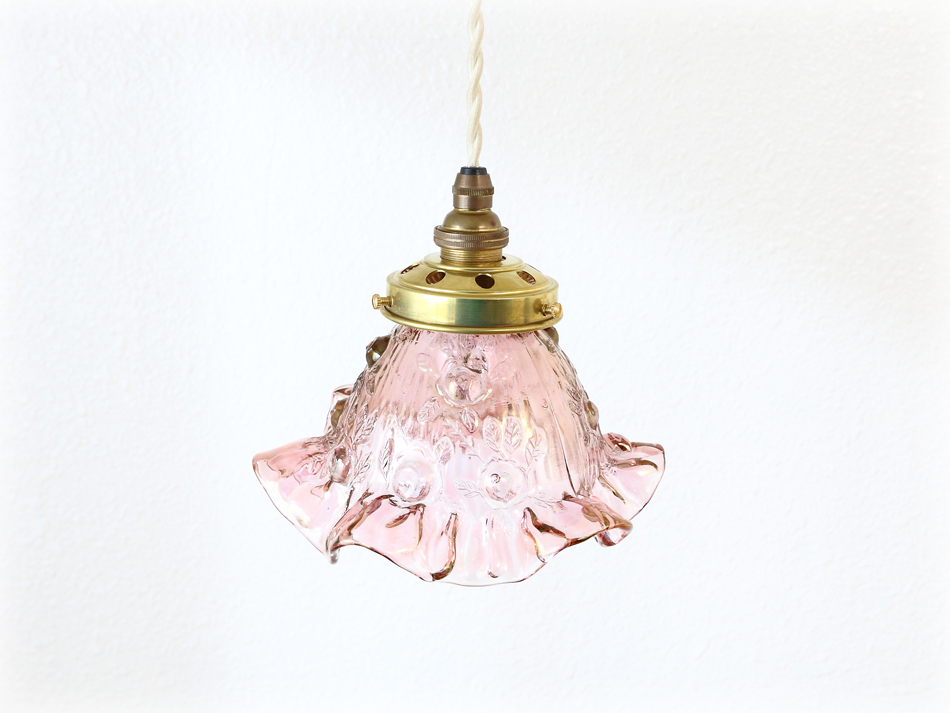 オールドフェントンFenton ローズピンクガラスランプシェード