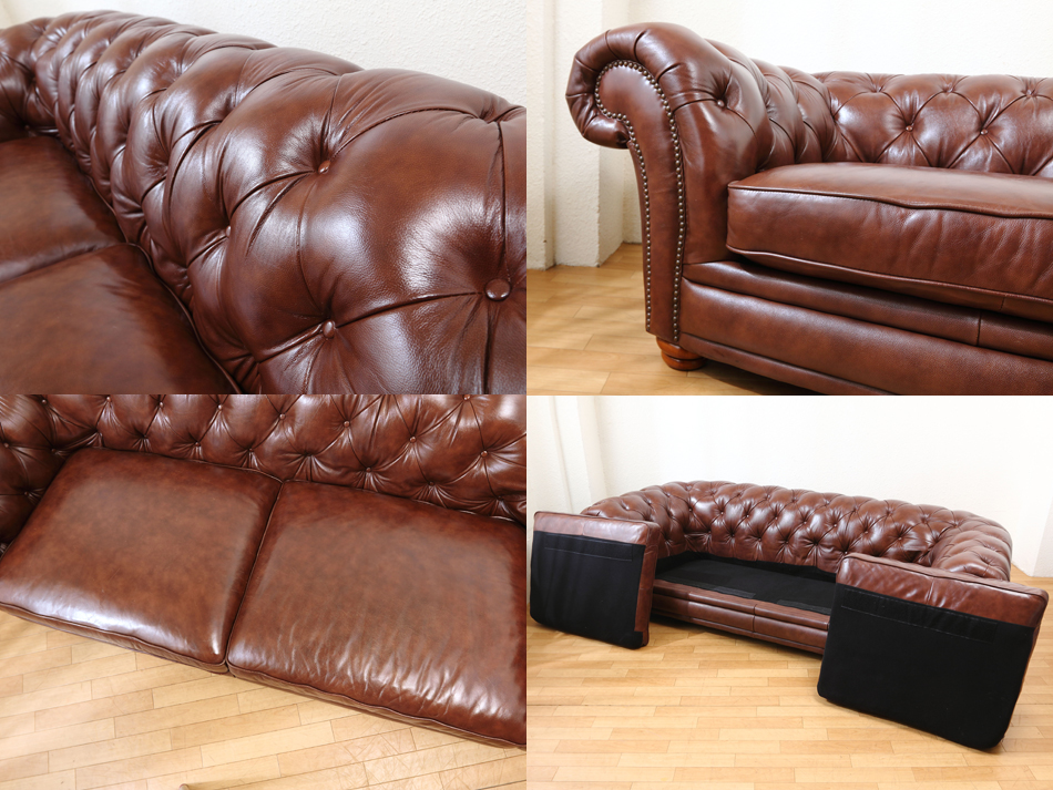 チェスターフィールド クラシッククラブスタイル ブラウンレザー