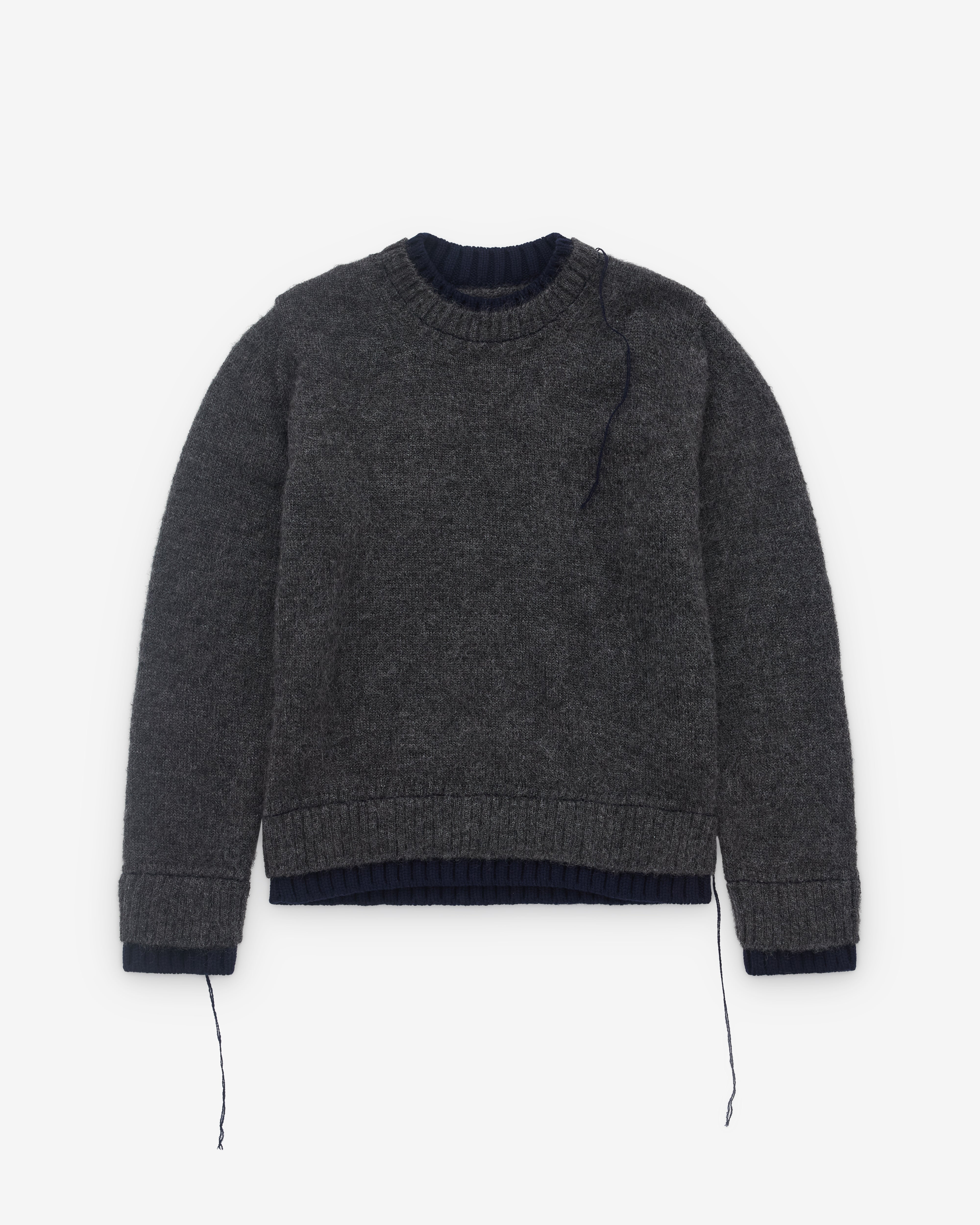 sacai: Men's Wool Knit Pullover (Grey) | DSML E-SHOP