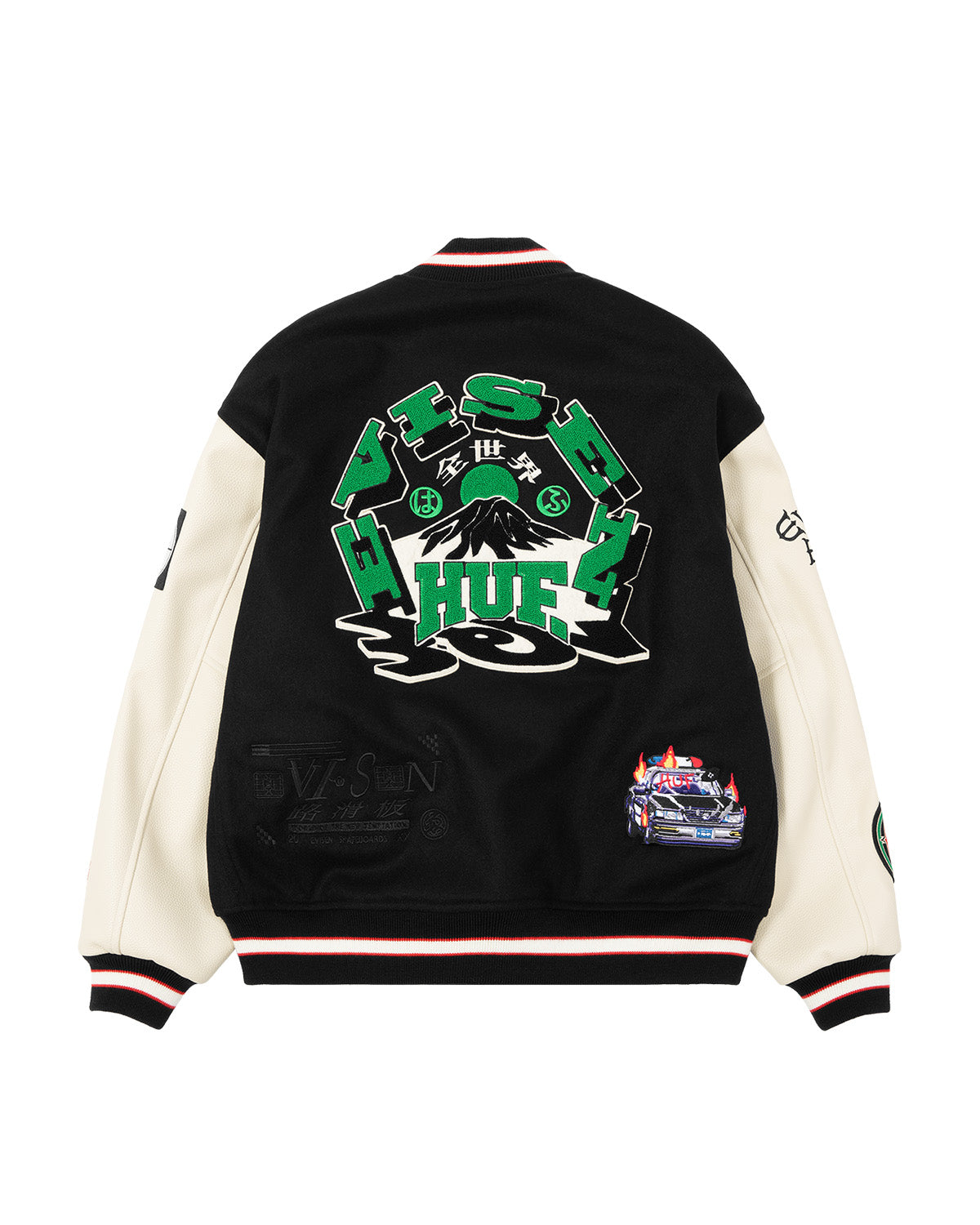 HUF x EVISEN STADIUM LOGO JACKET - BLACK – Evisen Skateboards ゑ