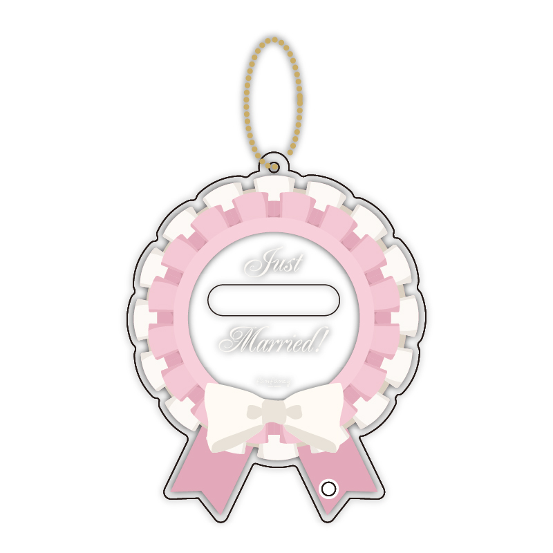 缶バッジアクリルフレーム ウェディングロゼット ピンク| FUKUYA